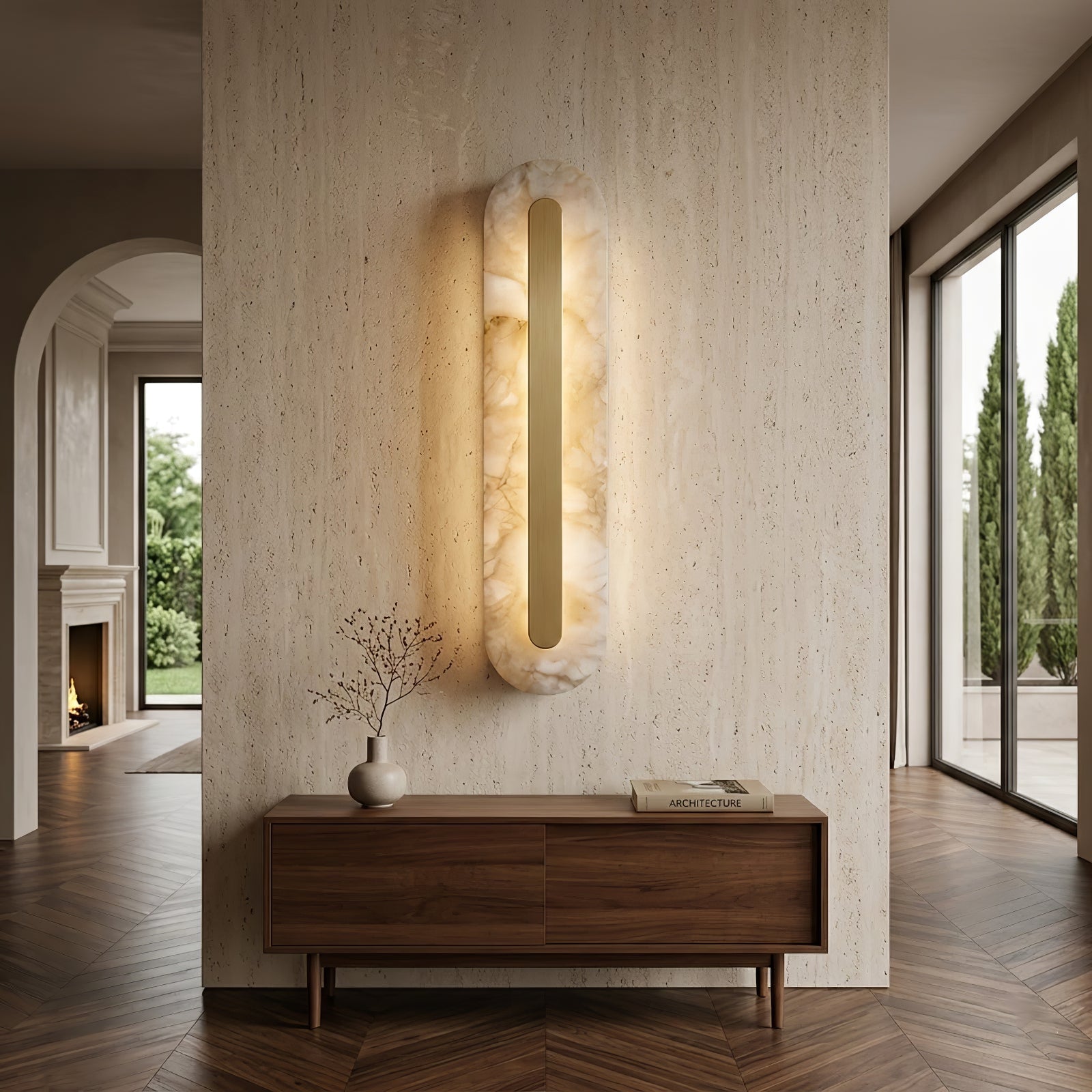 Oblong & Rectangular Alabaster Wall Sconces | wildoxy