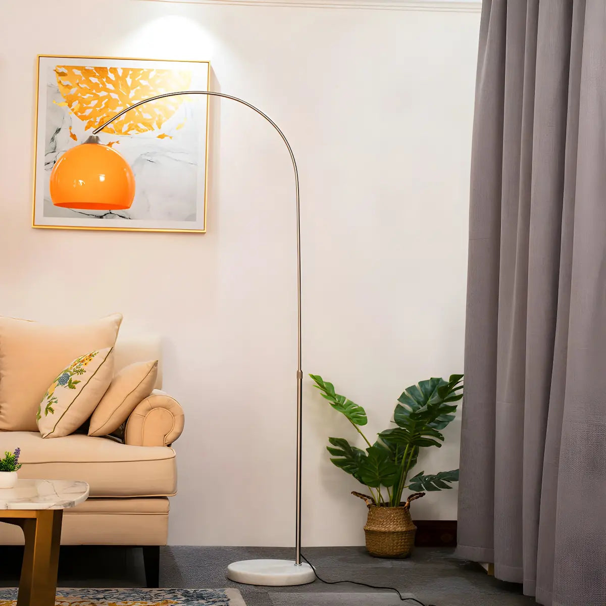 Lampadar modern cu arc — cupolă acrilică de 220 cm, structură metalică