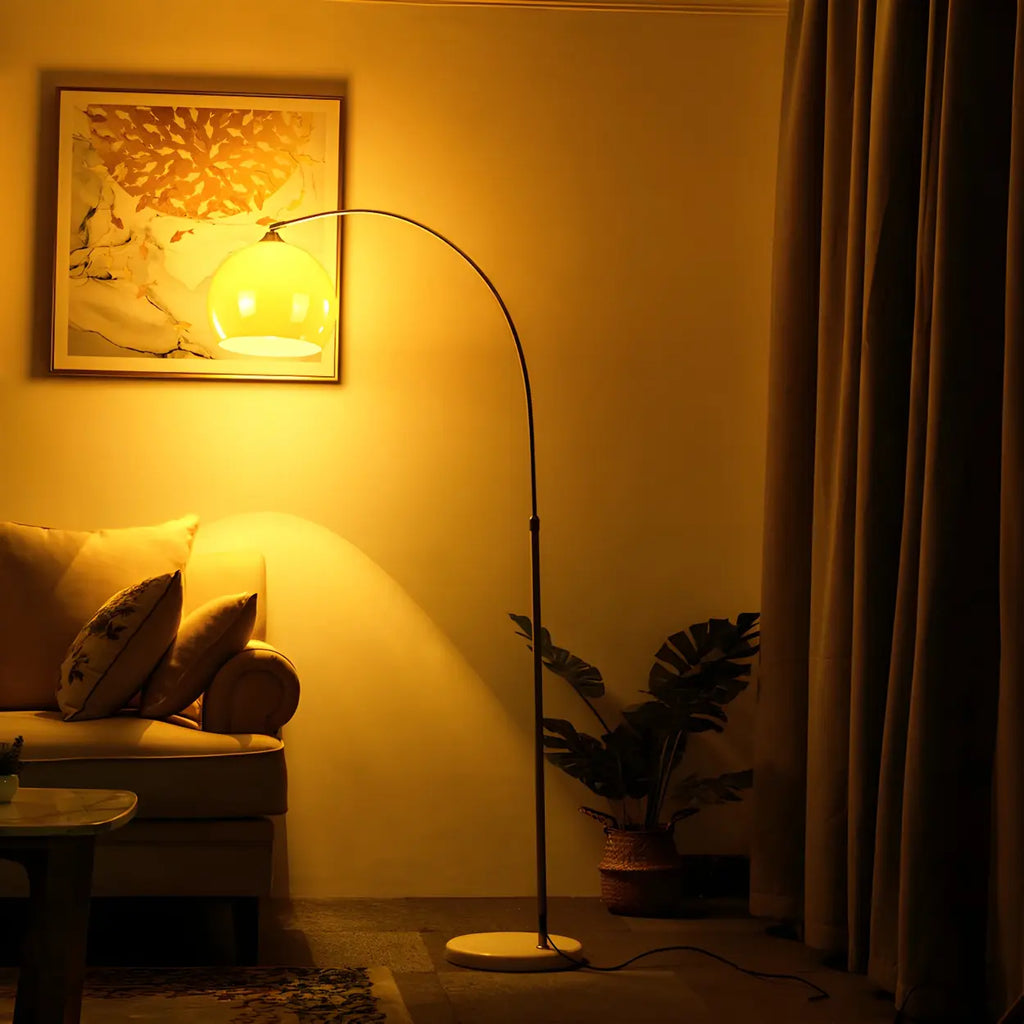 Lampadar modern cu arc — cupolă acrilică de 220 cm, structură metalică