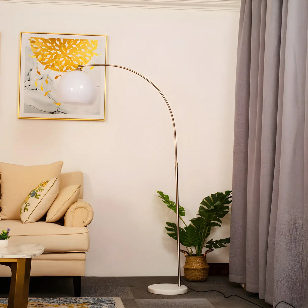 Lampadar modern cu arc — cupolă acrilică de 220 cm, structură metalică