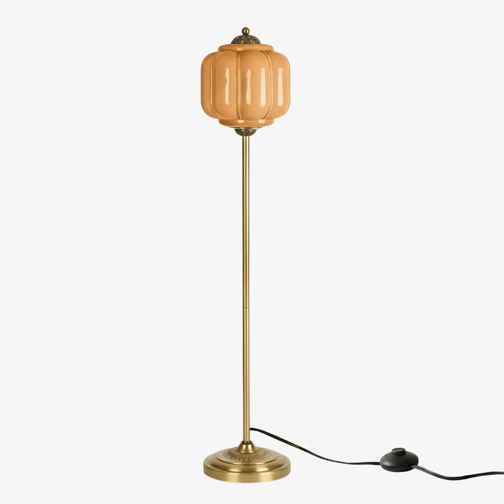 Glas-Stehlampe in Kürbisform — retro-inspirierter organischer Stil