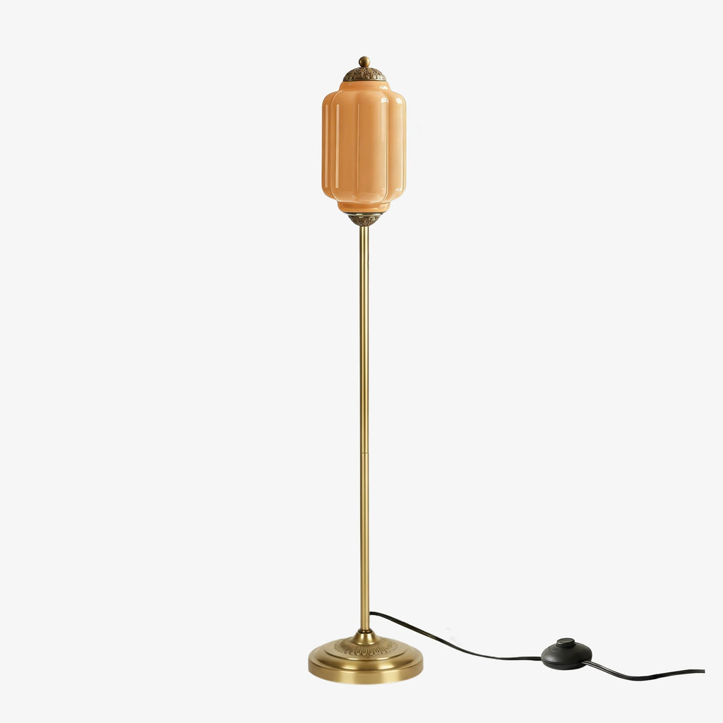 Glas-Stehlampe in Kürbisform — retro-inspirierter organischer Stil