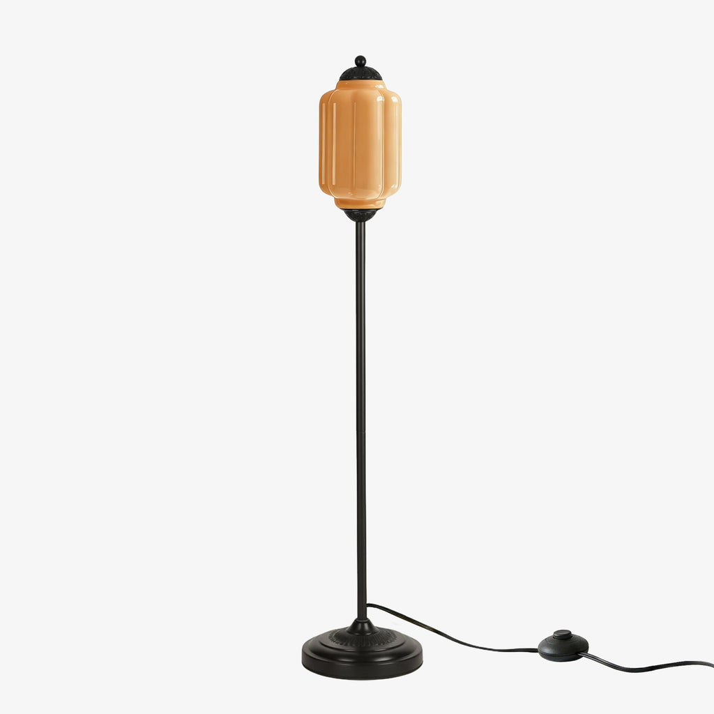 Glas-Stehlampe in Kürbisform — retro-inspirierter organischer Stil