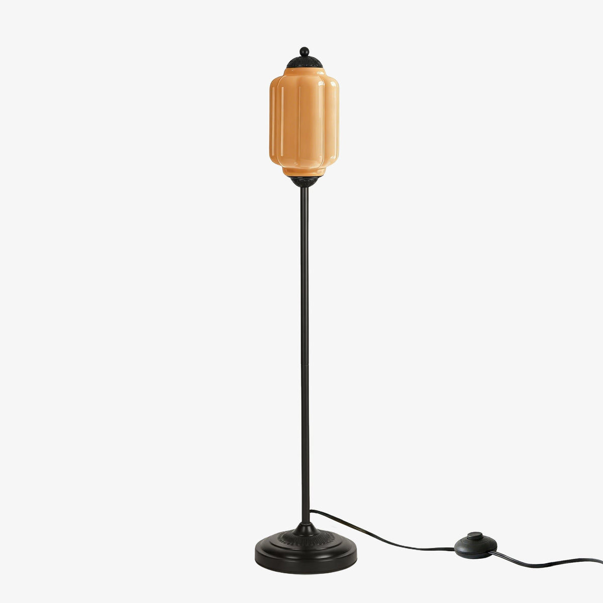 Glas-Stehlampe in Kürbisform — retro-inspirierter organischer Stil