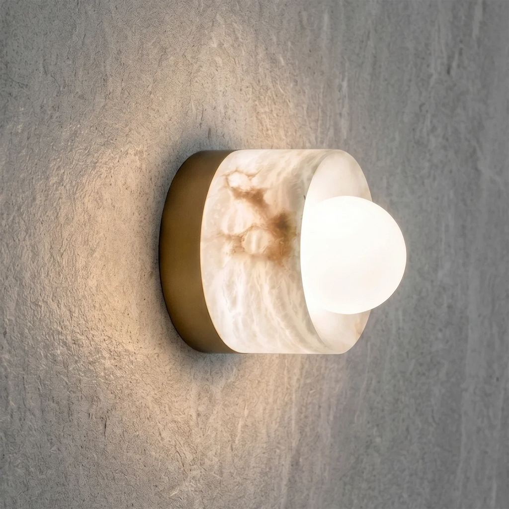 Orb Vessel Alabaster & Brass Wall Lamp | wildoxy
