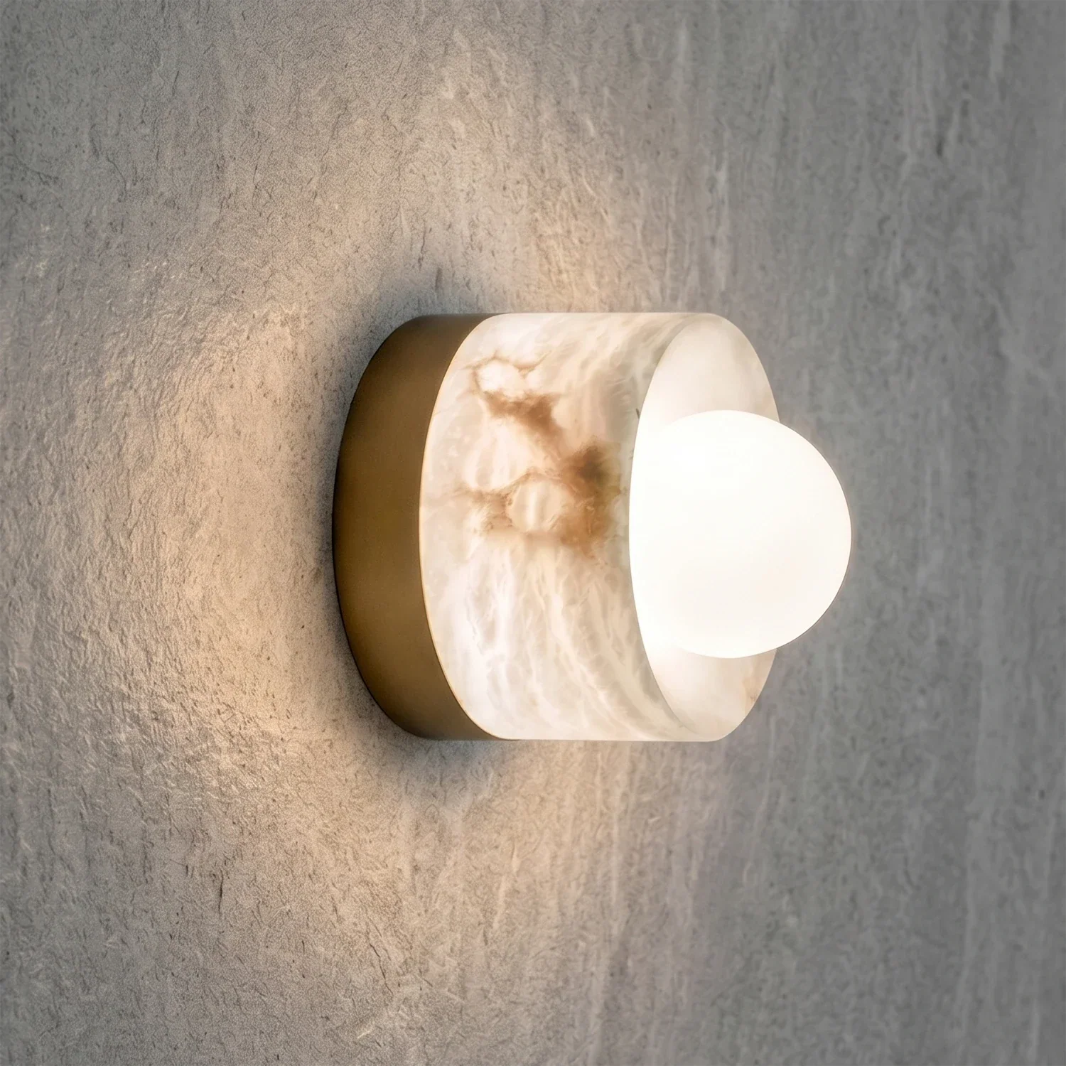 Orb Vessel Alabaster & Brass Wall Lamp | wildoxy