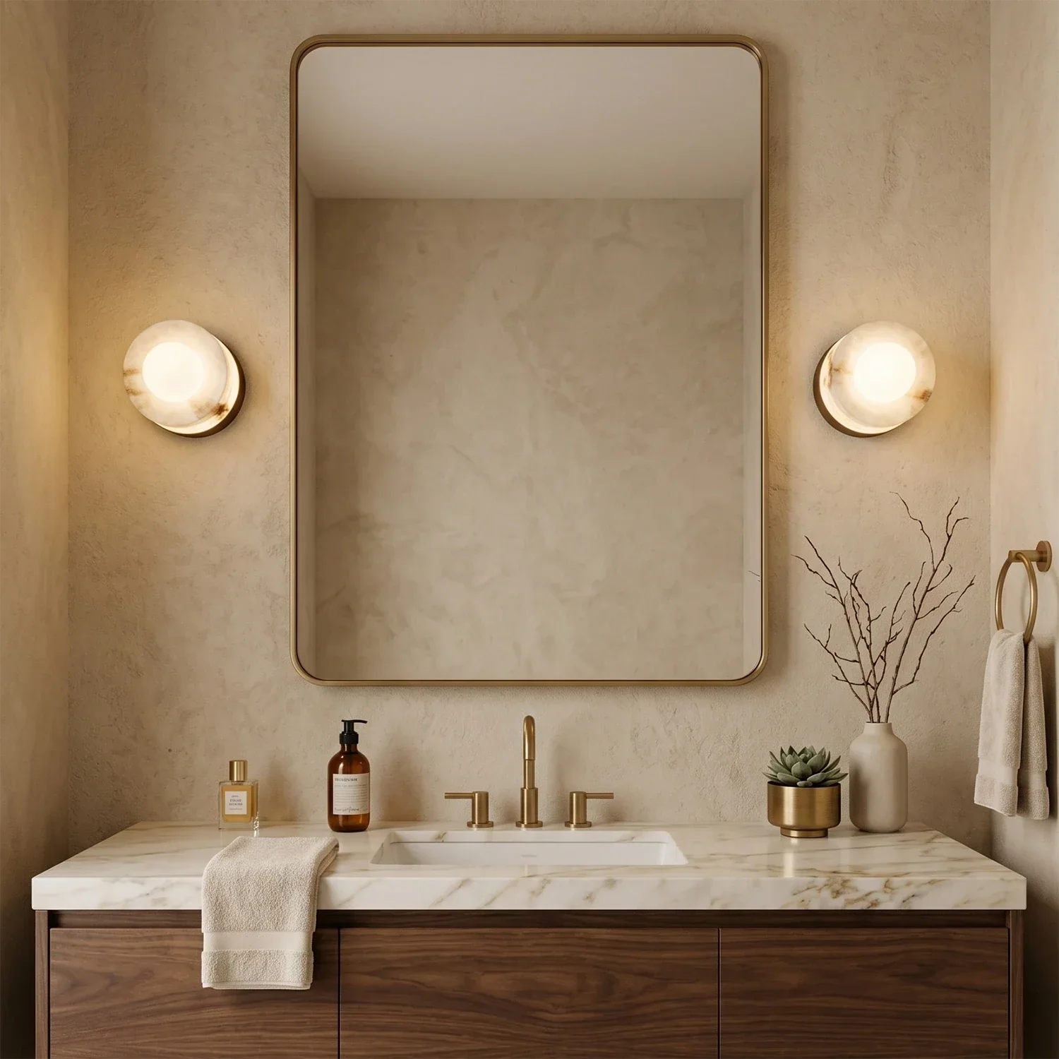 Orb Vessel Alabaster & Brass Wall Lamp | wildoxy