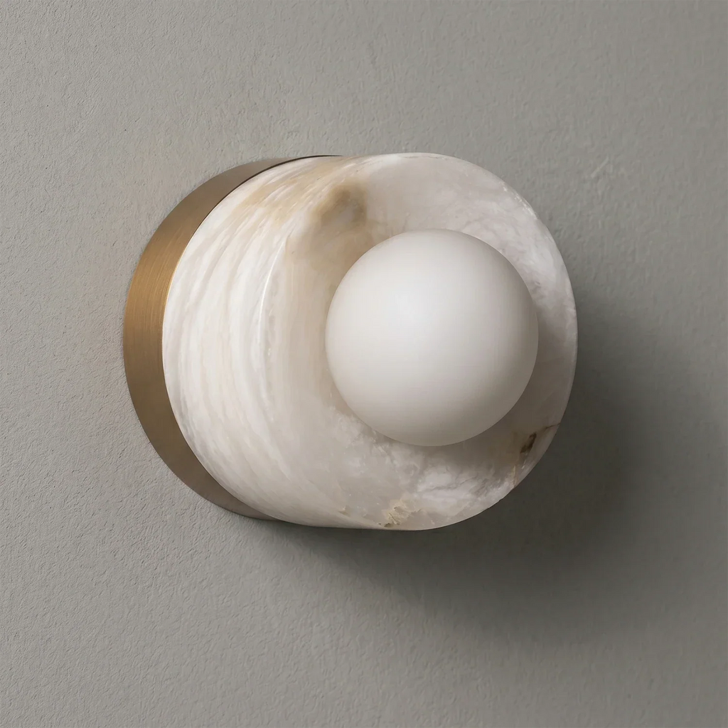 Orb Vessel Alabaster & Brass Wall Lamp | wildoxy