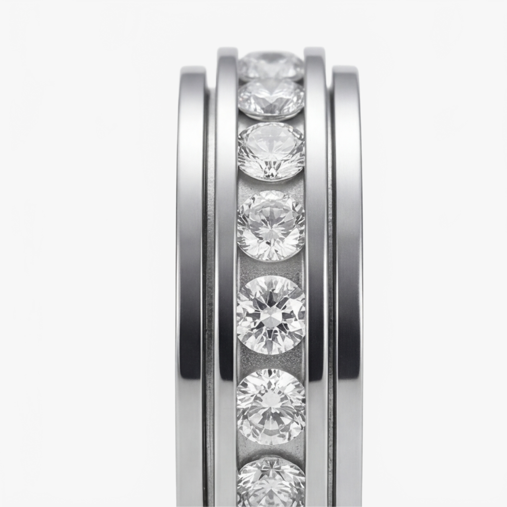 Drehbarer Spinner-Ring – Titanstahl, Zirkonia-Steine