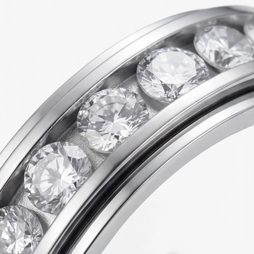 Drehbarer Spinner-Ring – Titanstahl, Zirkonia-Steine