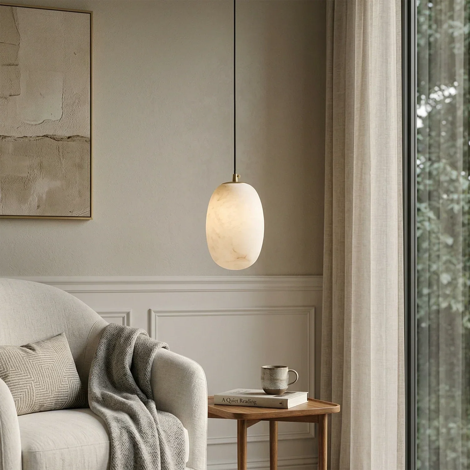 Oval Alabaster Pendant Light | wildoxy