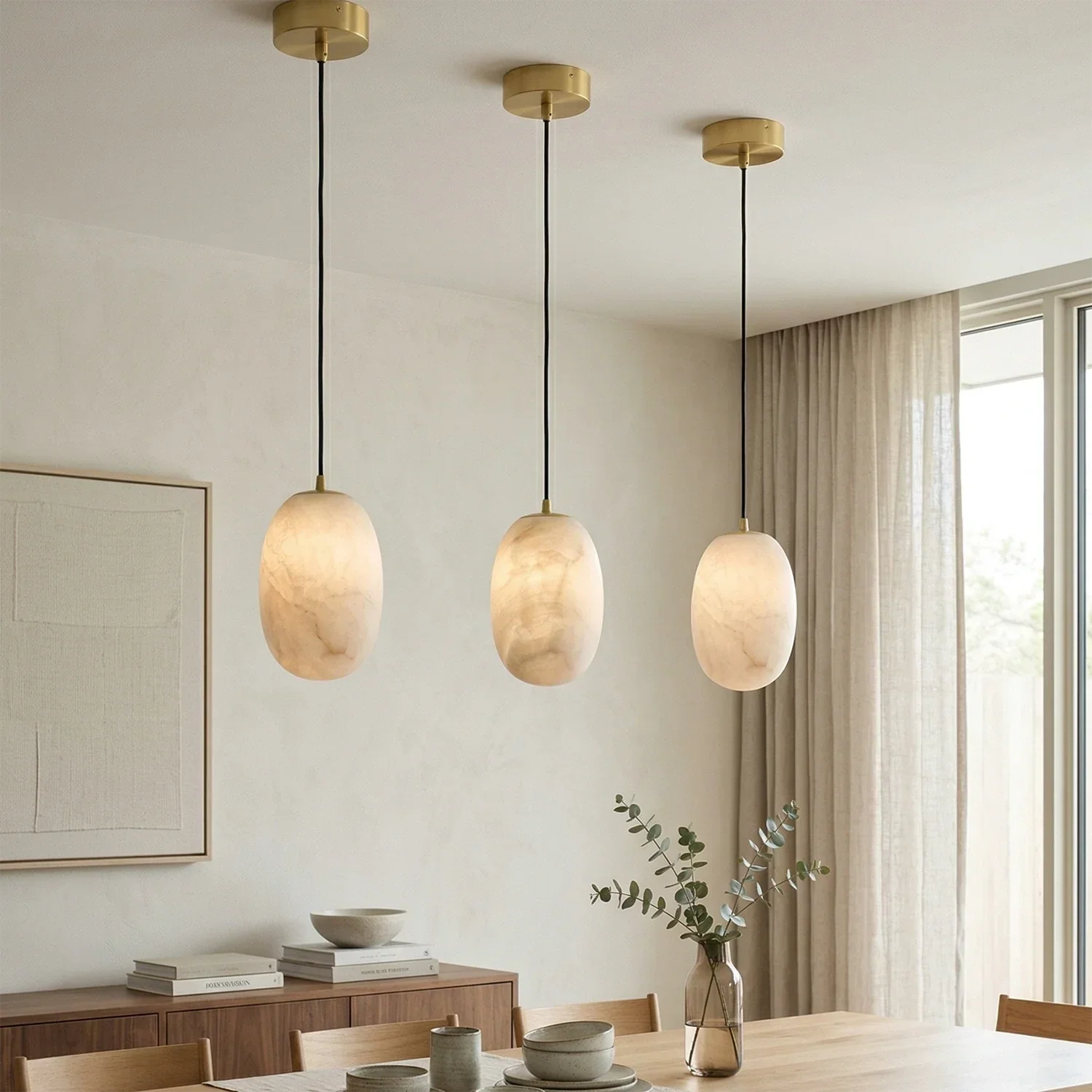 Oval Alabaster Pendant Light | wildoxy