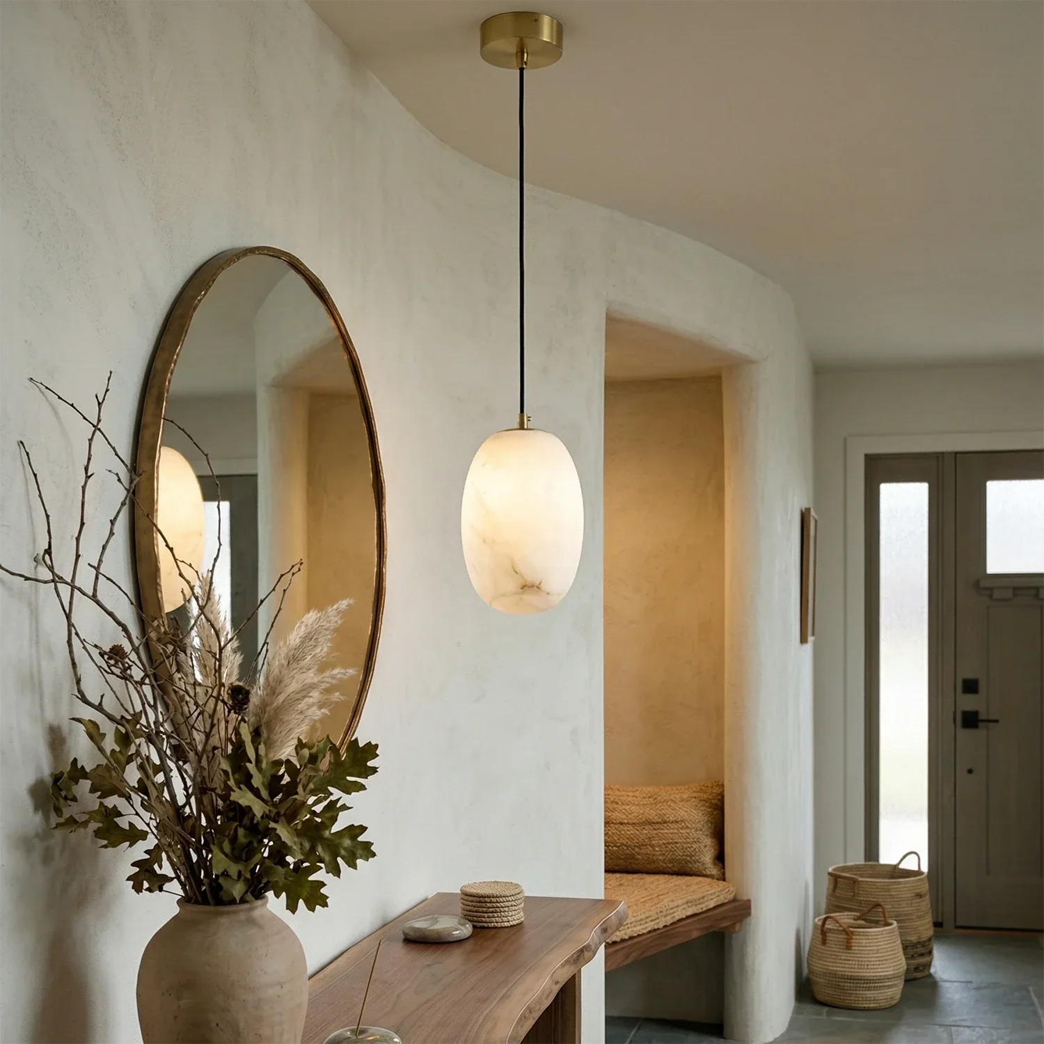 Oval Alabaster Pendant Light | wildoxy