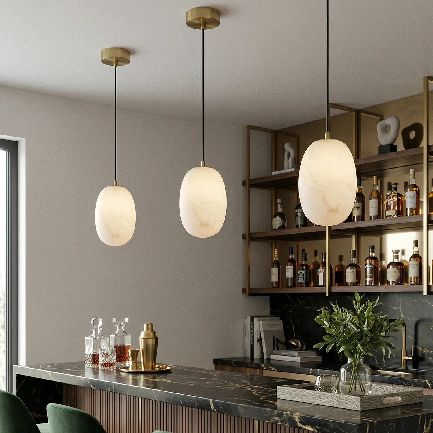 Oval Alabaster Pendant Light | wildoxy