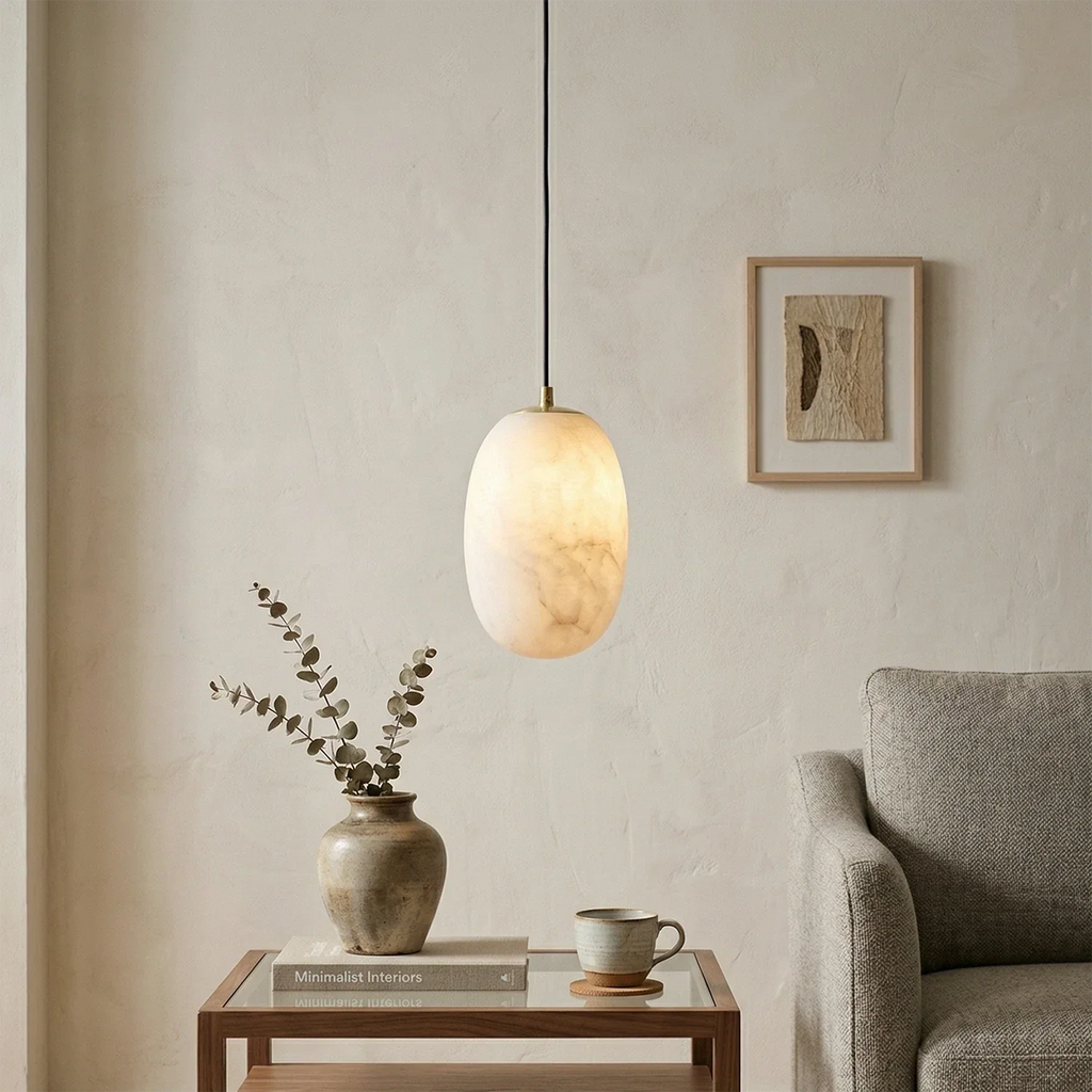 Oval Alabaster Pendant Light | wildoxy