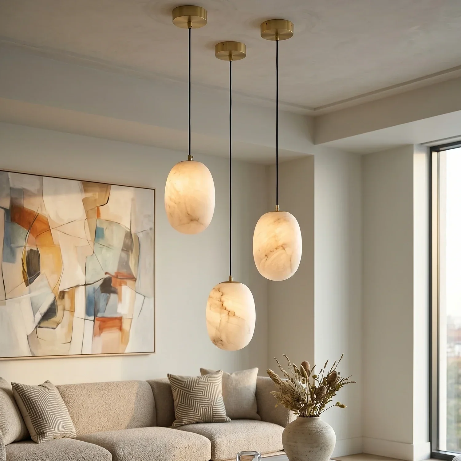 Oval Alabaster Pendant Light | wildoxy