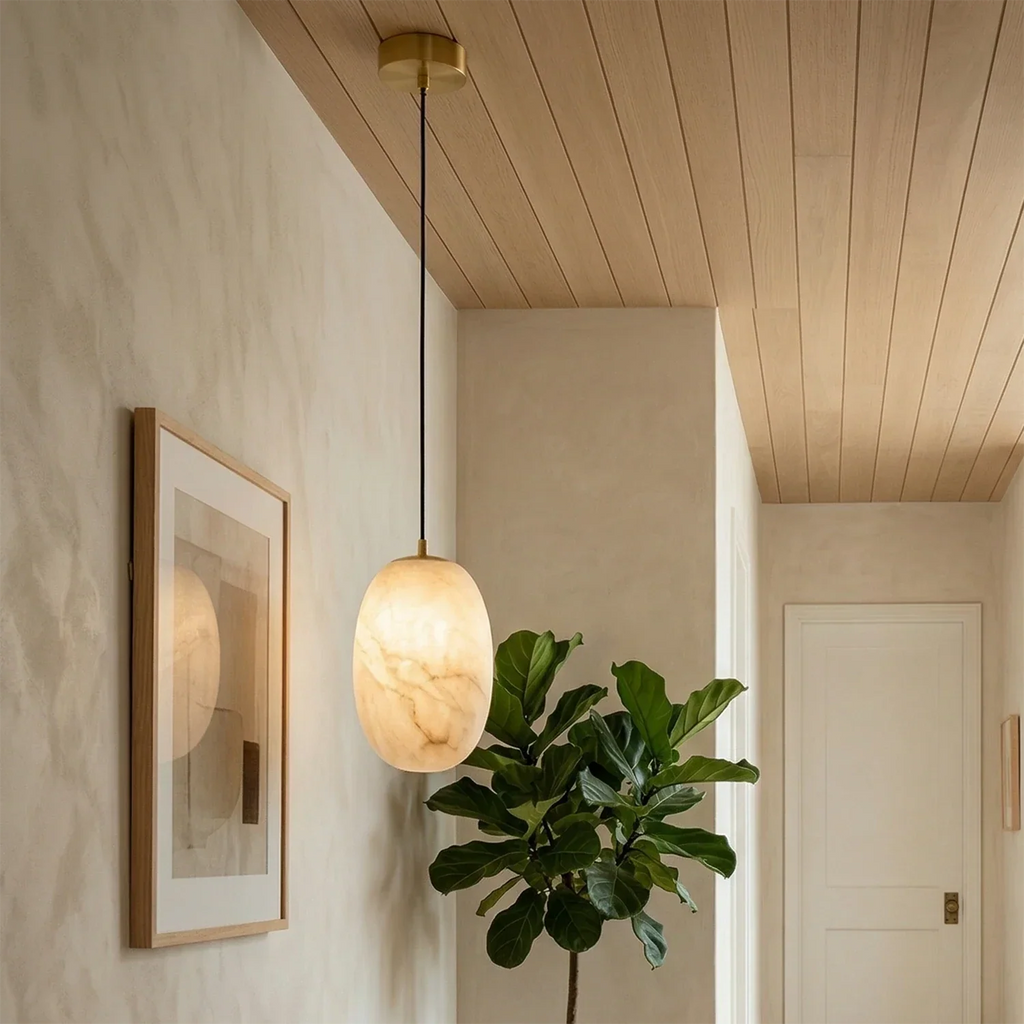 Oval Alabaster Pendant Light | wildoxy