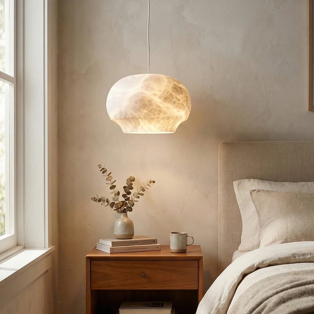 Oval Camille Organic Alabaster Pendant Lamp | wildoxy