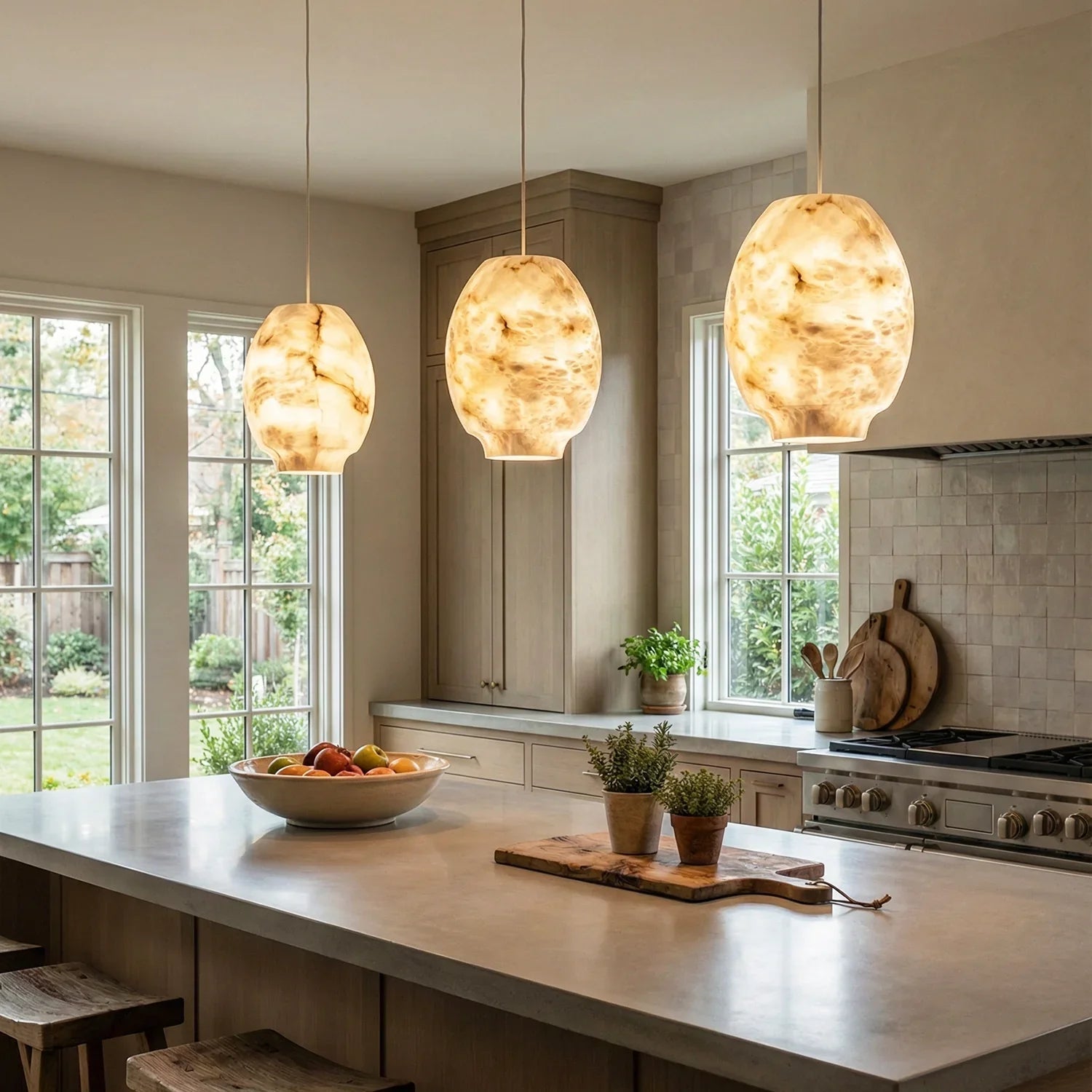 Oval Camille Organic Alabaster Pendant Lamp | wildoxy