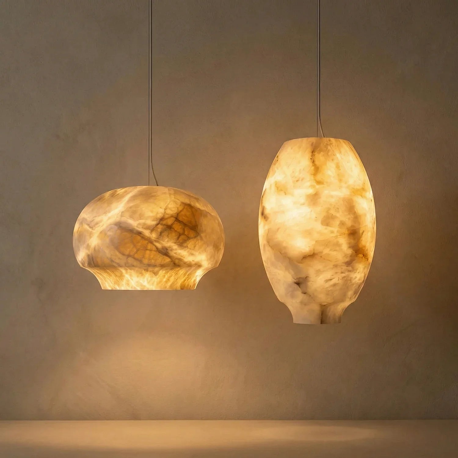Oval Camille Organic Alabaster Pendant Lamp | wildoxy