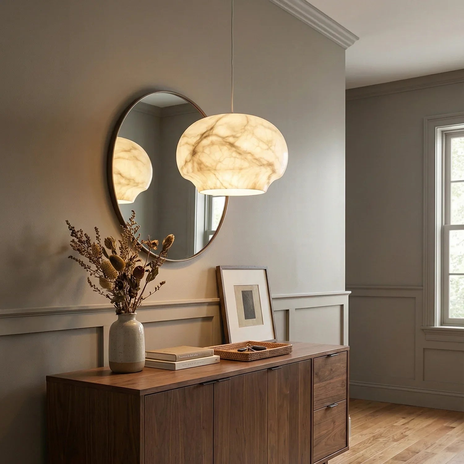 Oval Camille Organic Alabaster Pendant Lamp | wildoxy