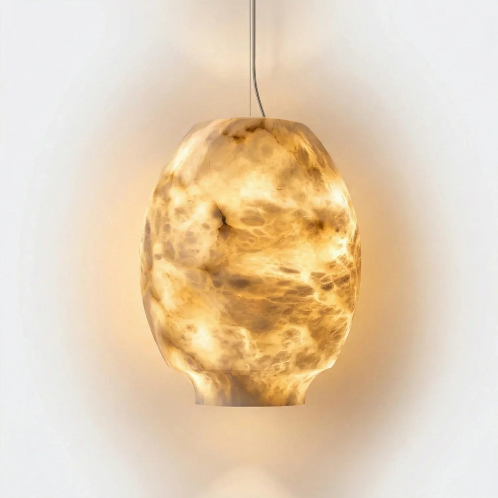 Oval Camille Organic Alabaster Pendant Lamp | wildoxy