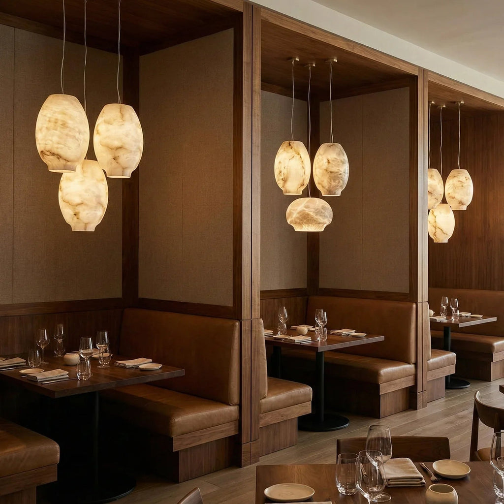 Oval Camille Organic Alabaster Pendant Lamp | wildoxy
