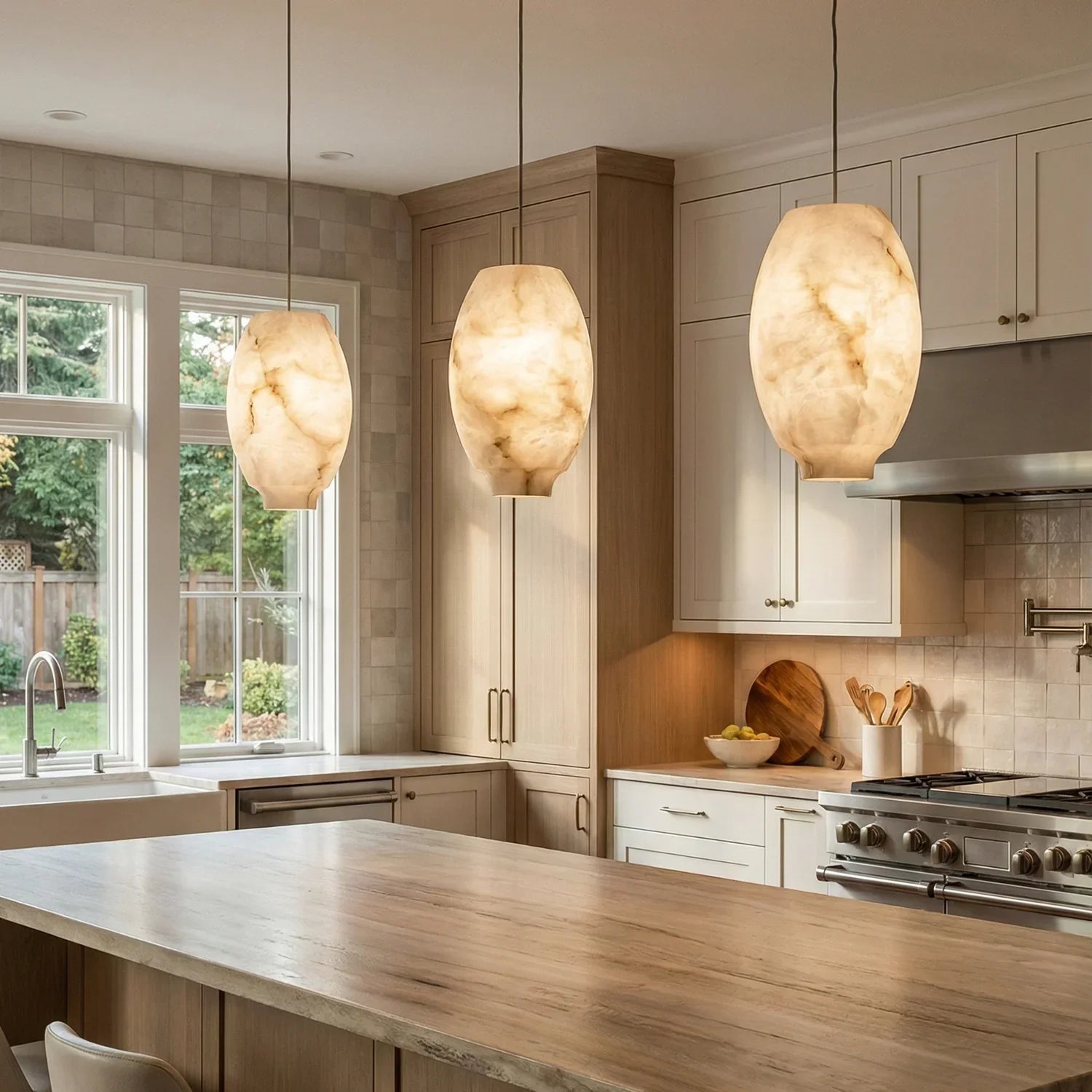 Oval Camille Organic Alabaster Pendant Lamp | wildoxy