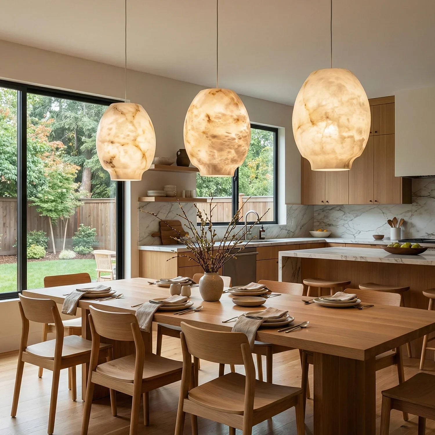Oval Camille Organic Alabaster Pendant Lamp | wildoxy