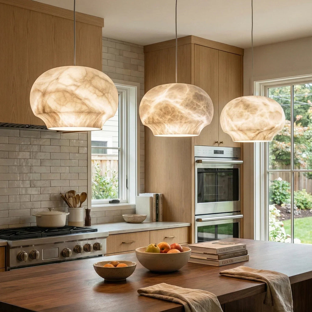 Oval Camille Organic Alabaster Pendant Lamp | wildoxy