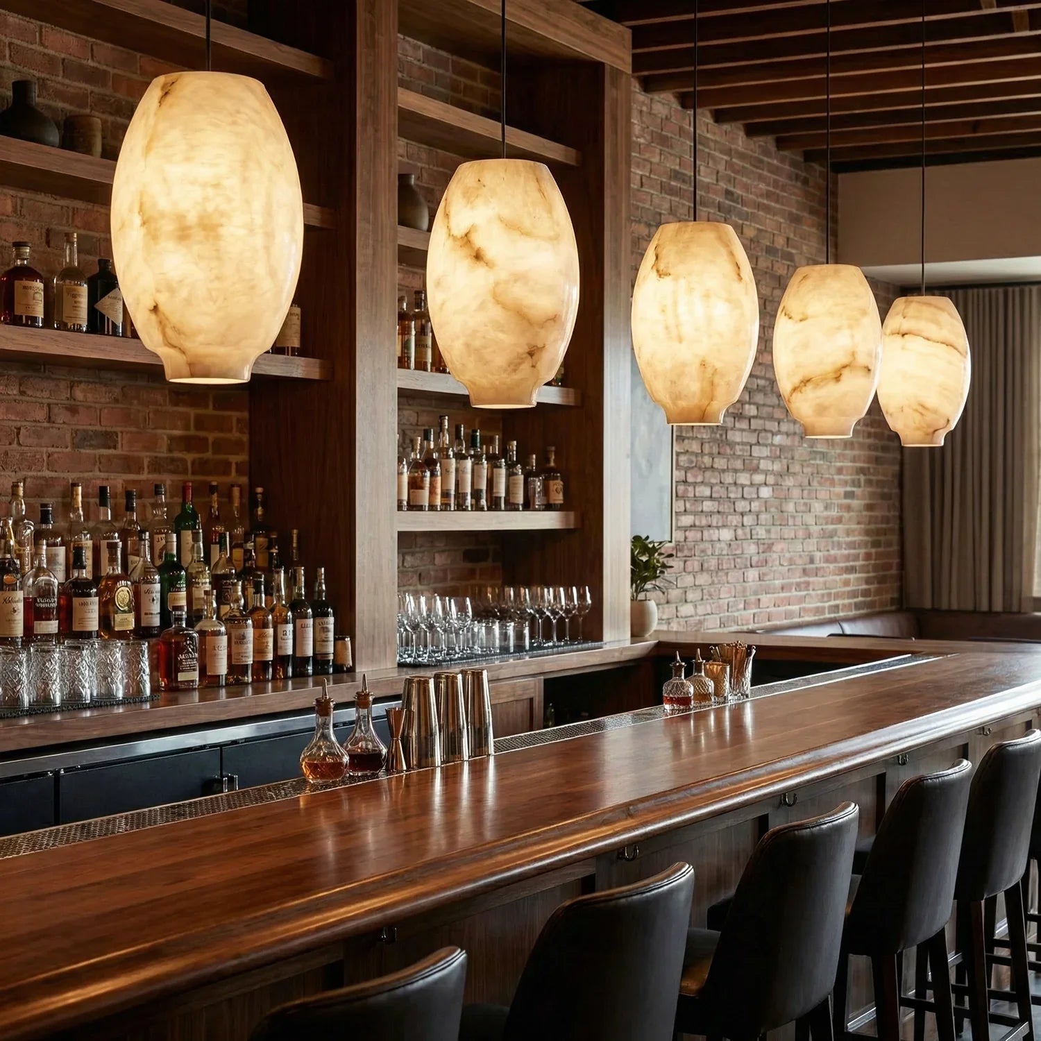 Oval Camille Organic Alabaster Pendant Lamp | wildoxy