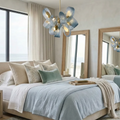 Peacock Blue Petal Art Glass Chandelier | wildoxy