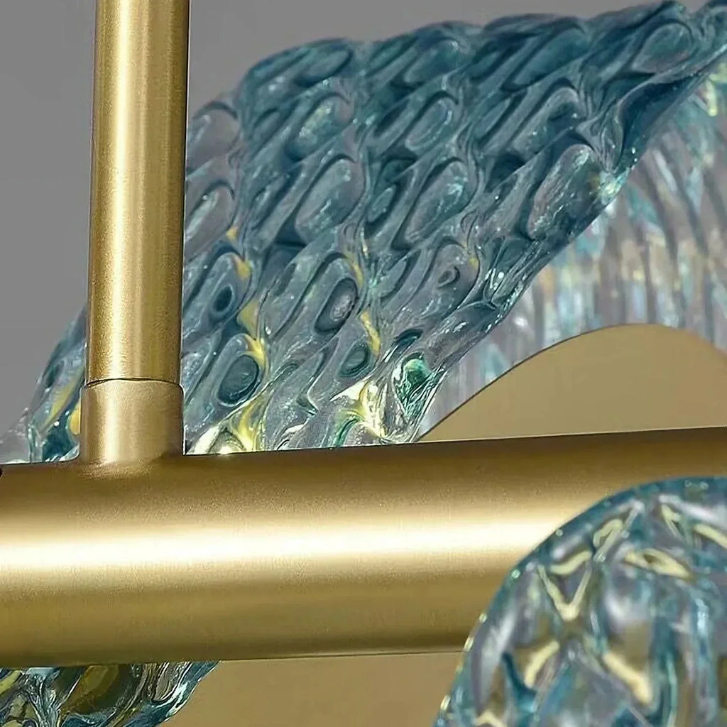 Peacock Blue Petal Art Glass Chandelier | wildoxy
