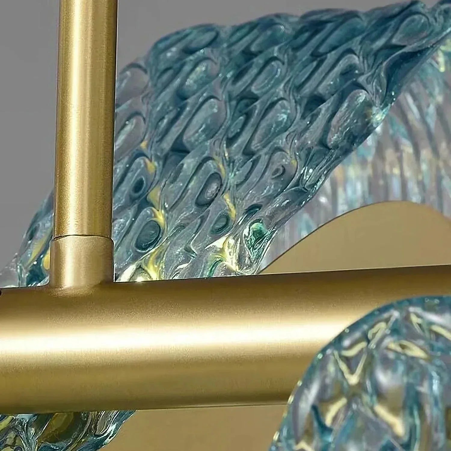 Peacock Blue Petal Art Glass Chandelier | wildoxy