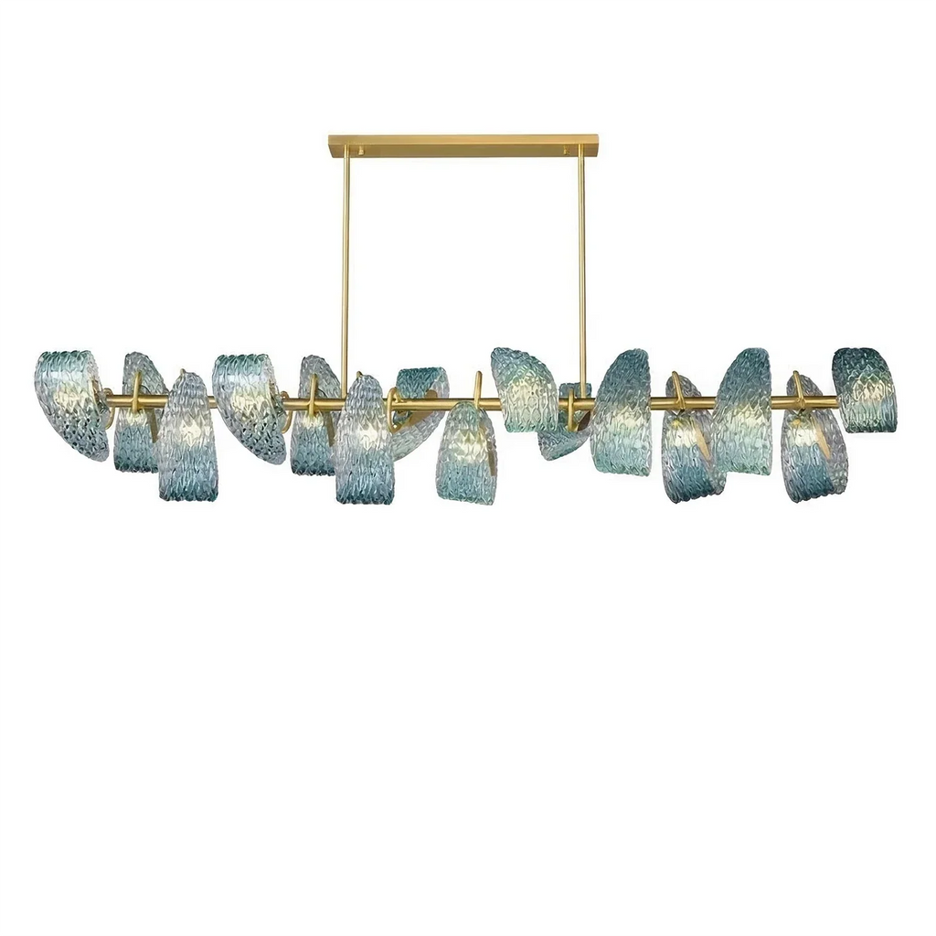 Peacock Blue Petal Art Glass Chandelier | wildoxy