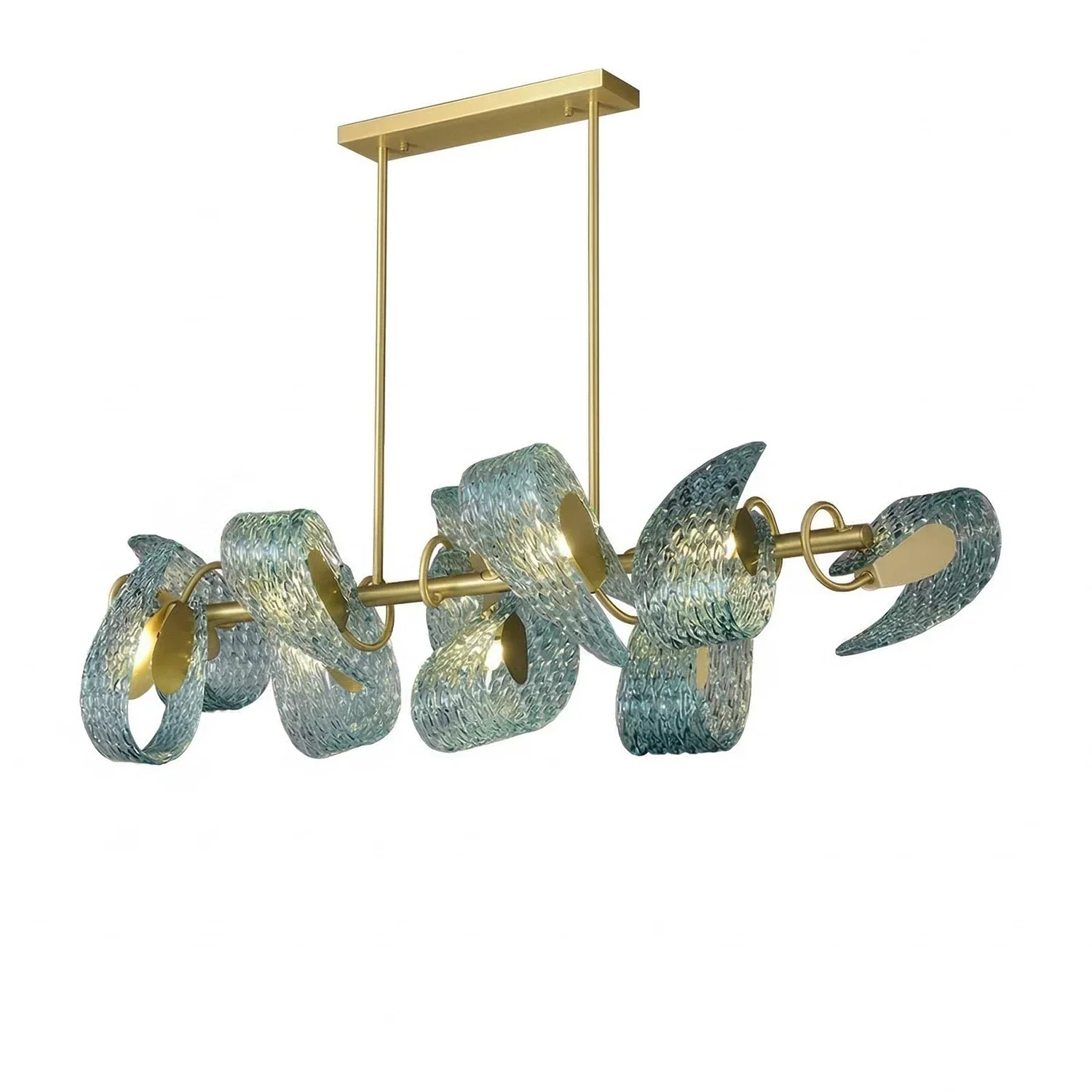 Peacock Blue Petal Art Glass Chandelier | wildoxy