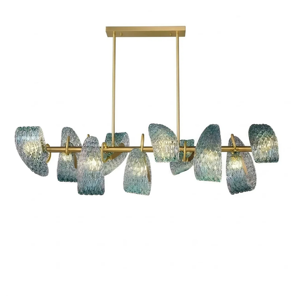 Peacock Blue Petal Art Glass Chandelier | wildoxy
