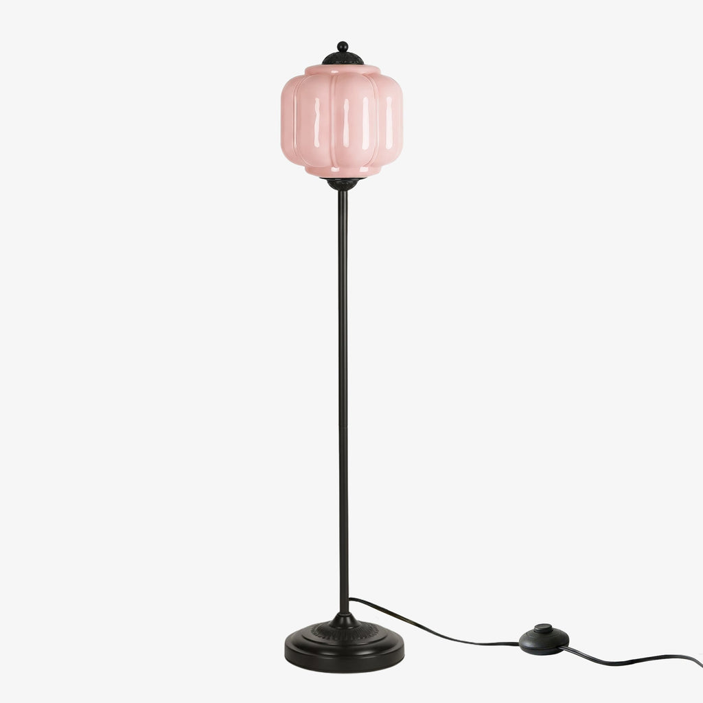 Glas-Stehlampe in Kürbisform — retro-inspirierter organischer Stil