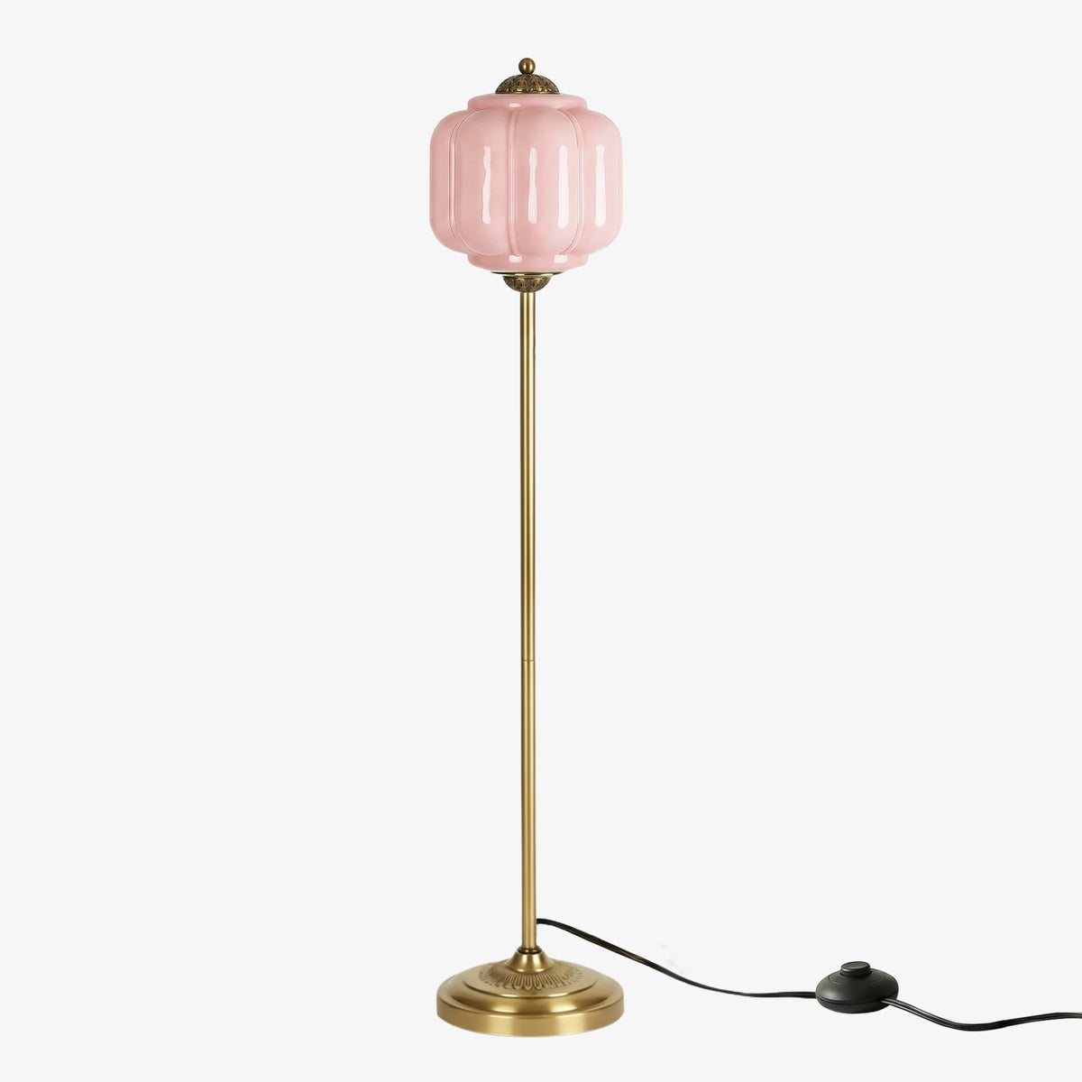 Glas-Stehlampe in Kürbisform — retro-inspirierter organischer Stil