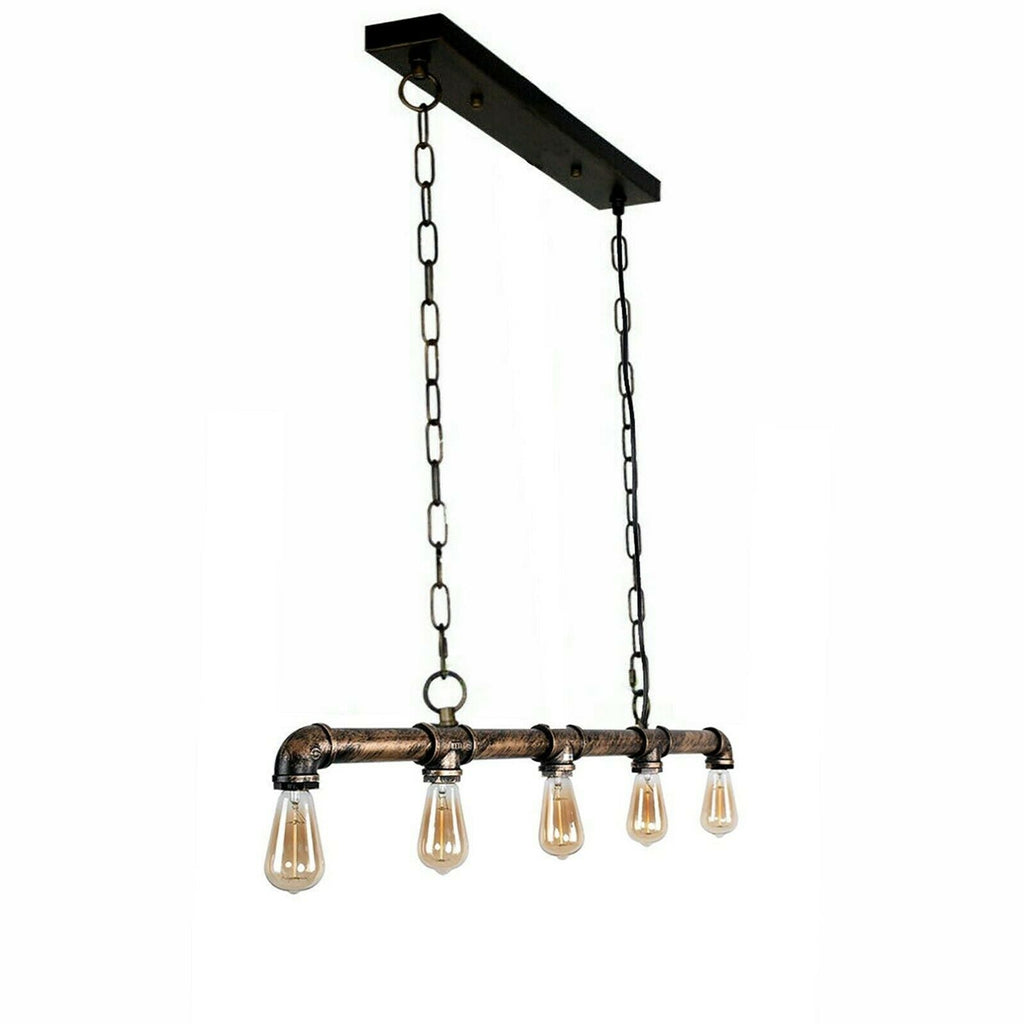 Industriële steampunk-hanglamp van waterleidingbuizen, koper en ijzer, 110cm