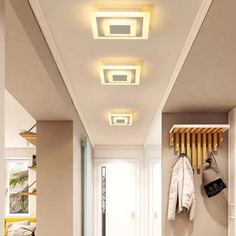 Lámpara de techo LED cuadrada — Acrílico, negra/blanca, 20cm, regulable
