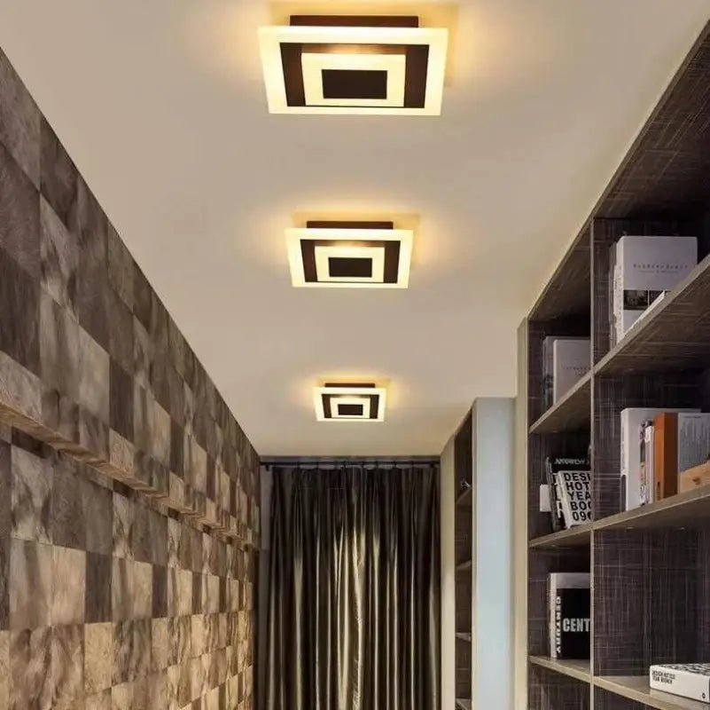 Lámpara de techo LED cuadrada — Acrílico, negra/blanca, 20cm, regulable