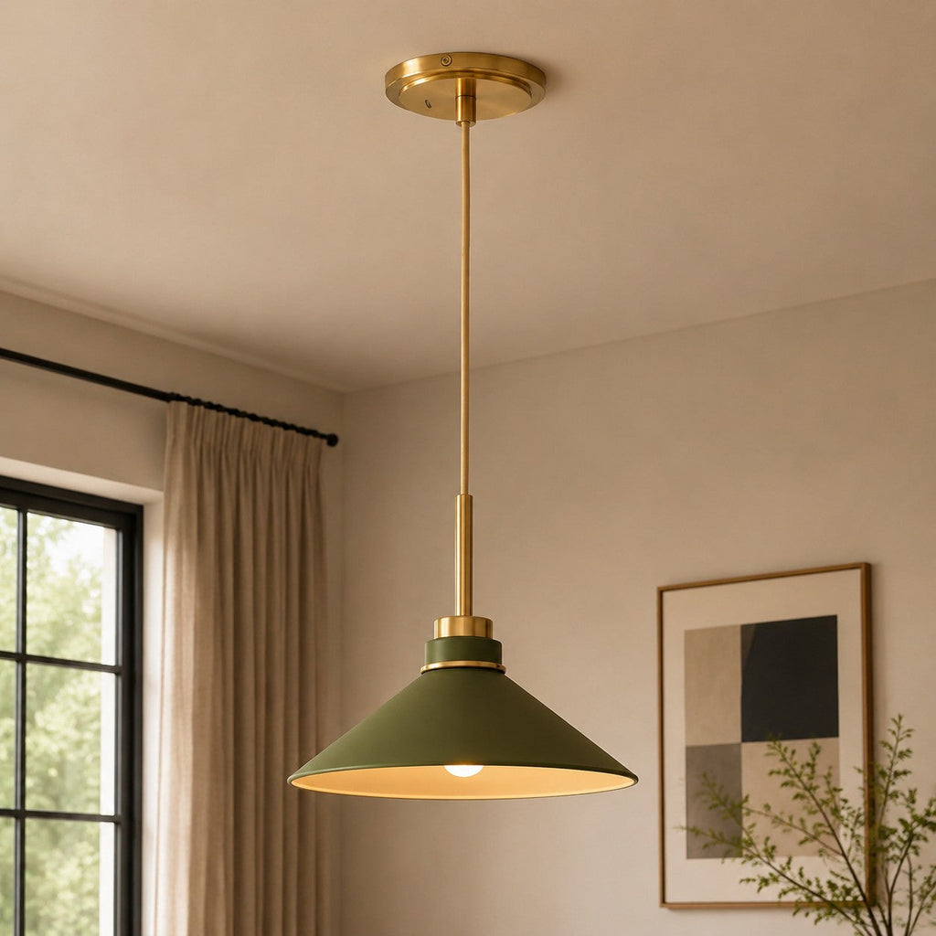 Kegelförmige Pendelleuchte — dimmbarer Landhausstil