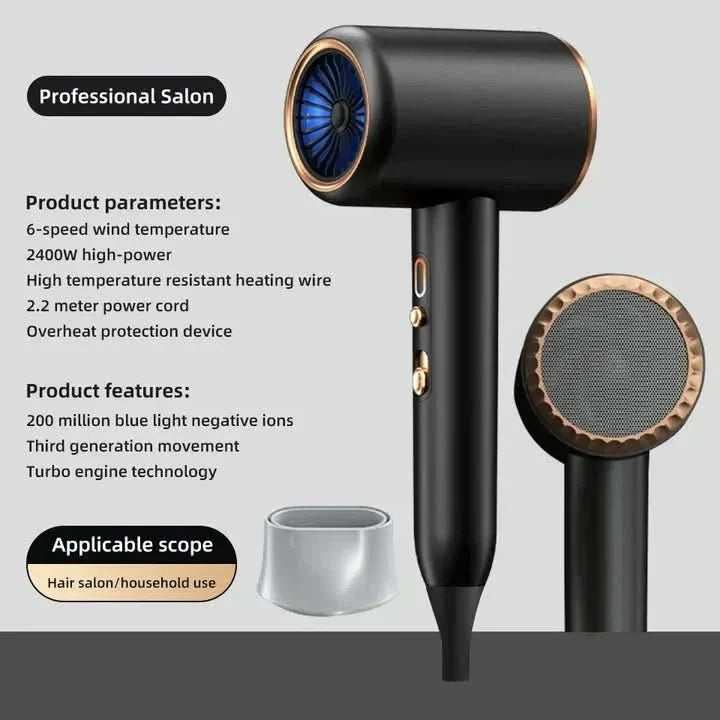 GLAMDRY ionische haardroger van 2400 W — snelle pluiscontrole en snelle styling