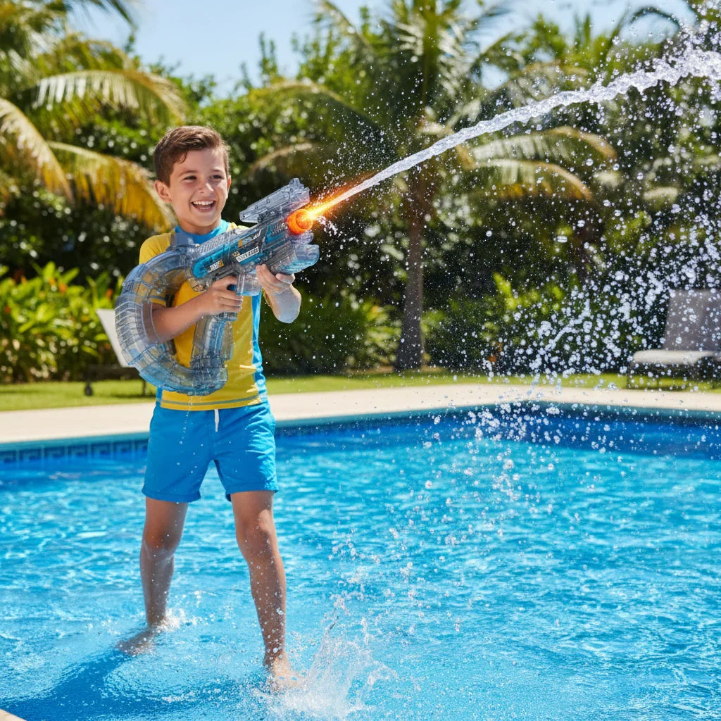 Pistola de agua eléctrica para niños — Juguete con depósito grande