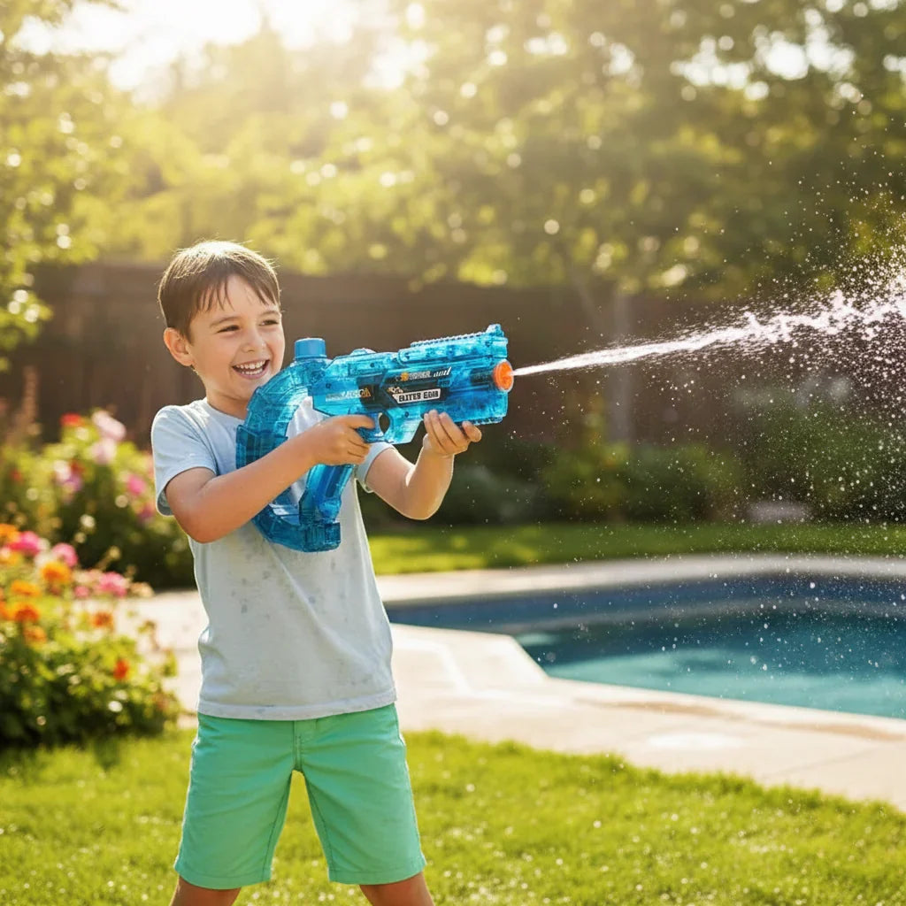Pistola de agua eléctrica para niños — Juguete con depósito grande