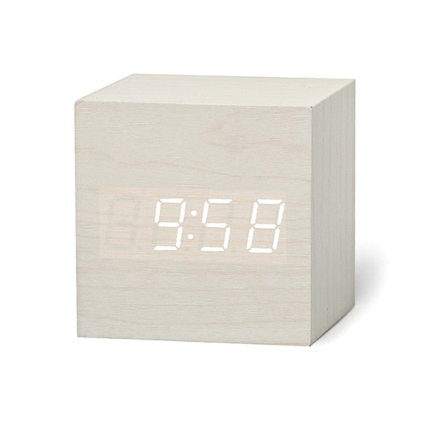 Cyfrowy budzik LED — kwadratowy design, tryb nocny