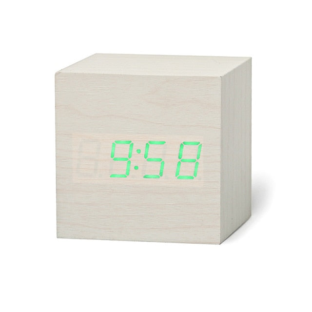 Cyfrowy budzik LED — kwadratowy design, tryb nocny