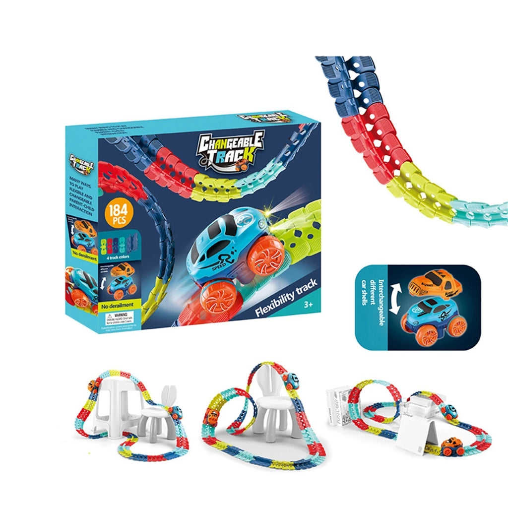 Magnetic Race Track Car Set — Flexible Plastic Educational Toy