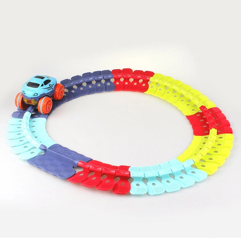 Magnetic Race Track Car Set — Flexible Plastic Educational Toy